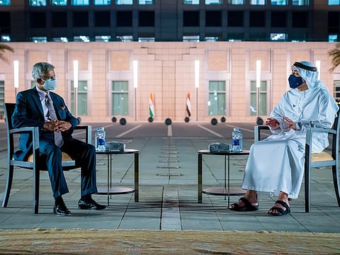 Sheikh Abdullah bin Zayed Al Nahyan with Dr. Subrahmanyam Jaishankar.