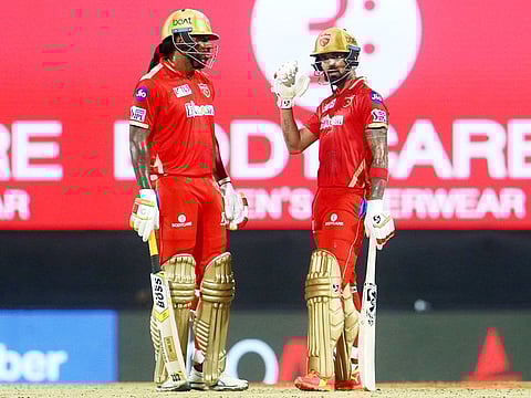 KL Rahul (right), the Punjab Kings captain, and Chris Gayle were involved in a crucial partnership to take the team over the line against Mumbai Indians.