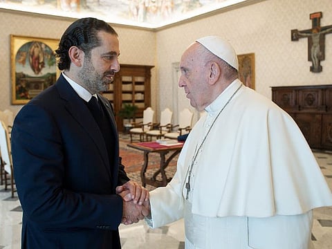 Saad Al Hariri meets Pope Francis.