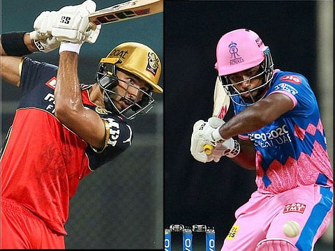 Devdutt Padikkal (left) of the Royal Challengers Bangalore and Sanju Samson of the Rajasthan Royals