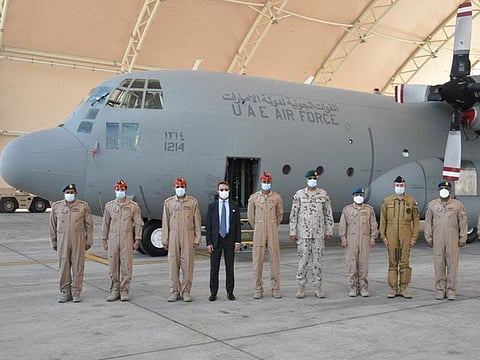 The first flight took off from Abu Dhabi in the presence of Major General Saleh Mohammed Saleh Mujren Al Amiri, Commander of Joint Operations at the Ministry of Defence, and Gravier Chanel Chanel, French Ambassador to the UAE.