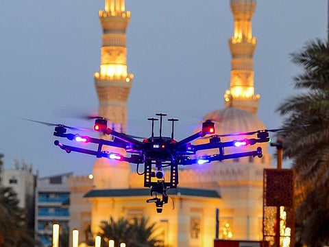 The drones, fitted with infrared video cameras, are also being used to spot reckless drivers, in an attempt to boost road safety in Sharjah.