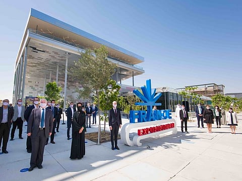 Front view of the France pavilion at Expo 2020 Dubai.
