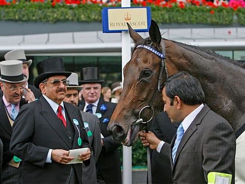The late Sheikh Hamdan with Ghanaati. Shadwell will be hoping Mutasaabeq can honour him in the 2000 Guineas at Newmarket
