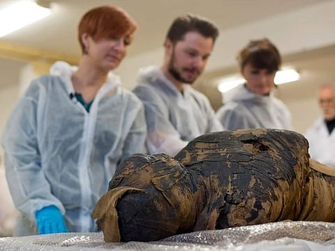 The mummy, previously thought to be a priest, has turned out to be a pregnant woman.