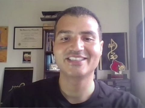 This image provided by NASA shows Loay Elbasyouni, Palestinian engineer who is part of NASA's Ingenuity Mars Helicopter team on April 25, 2021. Elbasyouni has made an astonishing journey from the hardscrabble town of Beit Hanoun near the heavily-guarded Israeli frontier to the US space agency's Jet Propulsion Laboratory in California, where he helped design the Ingenuity helicopter.