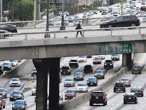 Afternoon rush hour traffic in Los Angeles, California on April 26, 2021. The great car comeback is sending vehicle sales soaring and fueling a demand surge for oil and metals.
