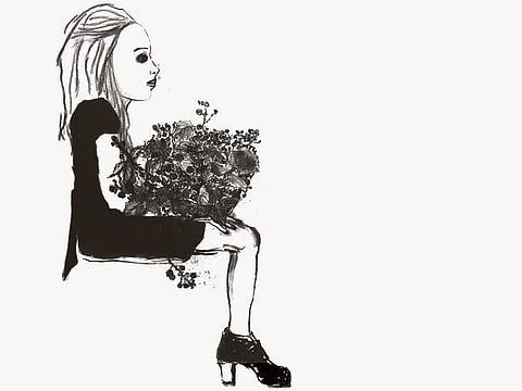 Bouquet I, 100 x 70 cm, 2018, charcoal black stone