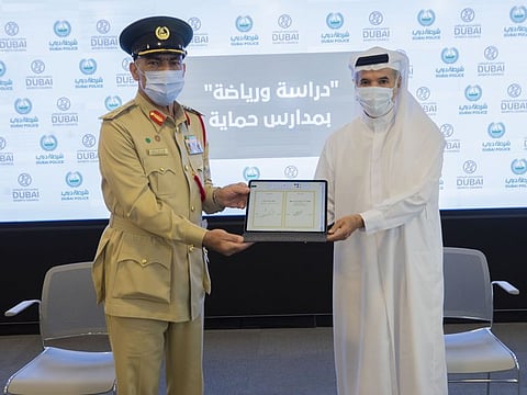 Saeed Hareb, Secretary-General of Dubai Sports Council, and Major General Professor Dr Mohammad Ahmad Bin Fahd, Assistant Commander-in-Chief of Academic and Training Affairs at Dubai Police, signed the MoU.