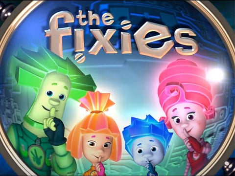 A screenshot from a video by The Riki Group featuring the Russia pavilion mascots aka The Fixies.