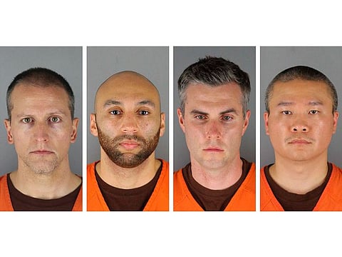 This combination of photos provided by the Hennepin County Sheriff's Office in Minnesota on Wednesday, June 3, 2020, shows from left, Minneapolis Police Officers Derek Chauvin, J. Alexander Kueng, Thomas Lane and Tou Thao. Chauvin.