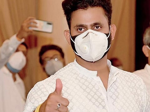 Manoj Tiwary, former Indian cricketer and Bengal captain, after taking oath along with other ministers for West Bengal Chief Minister Mamata Banerjee's new cabinet on Monday.