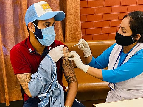 Siddharth Kaul receives his COVID-19 jab