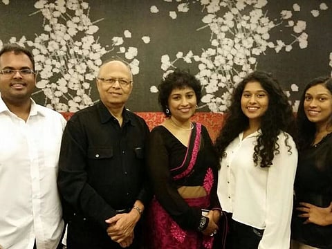 Yoshita Ahmad with her family members. Yoshita, an artist based in Dubai, is heading to Abu Dhabi for a staycation.