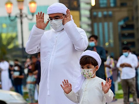 Residents offering prayer at Al Noor mosque in Sharjah.