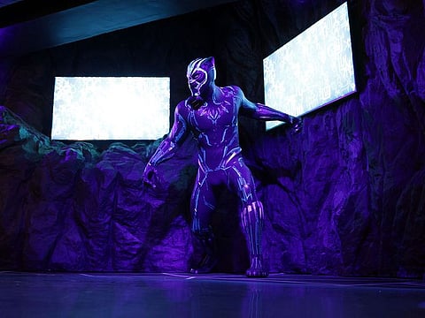 Madame Tussauds London unveils it's new waxwork of the Marvel figure Black Panther, as it prepares to re-open to the public.