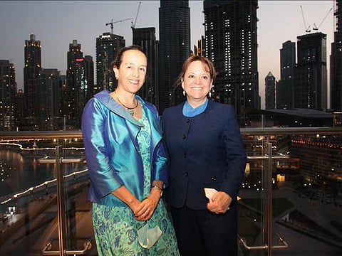 Martha Delgado Peralta (right) with Francisca Mendez Escobar in Dubai.
