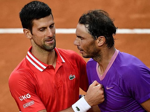 File photo: Novak Djokovic and Rafael Nadal.