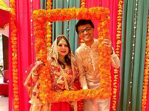 Anis and Rubina Sajan at their 25th wedding anniversary celebrations at their Emirates Hills villa in Dubai on Sunday.