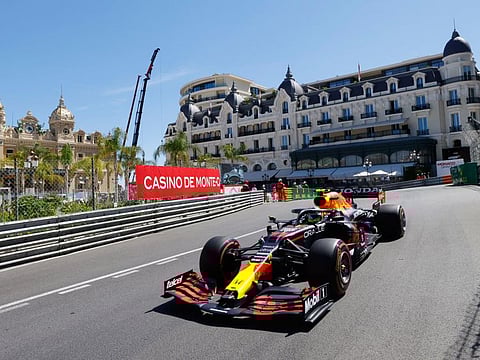 Red Bull's Sergio Perez in action during first day's free practice at Monaco Grand Prix on Thursday.