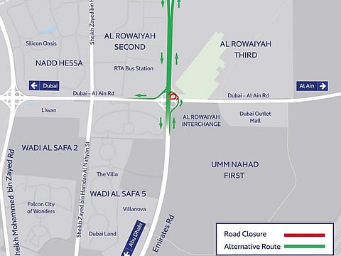 A loop on Emirates Road at Al Ruwaiyah Interchange, leading to Dubai-Al Ain Road in the direction of Dubai, will be closed for three days from Friday (May 21) at 12am until 6am on Sunday (May 23)