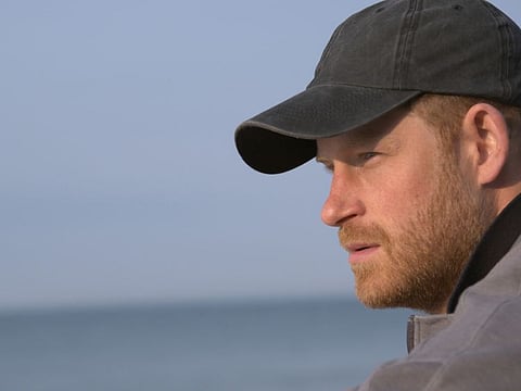 In this image provided by Apple, Prince Harry, Duke of Sussex, appears in a scene from "The Me You Can't See."