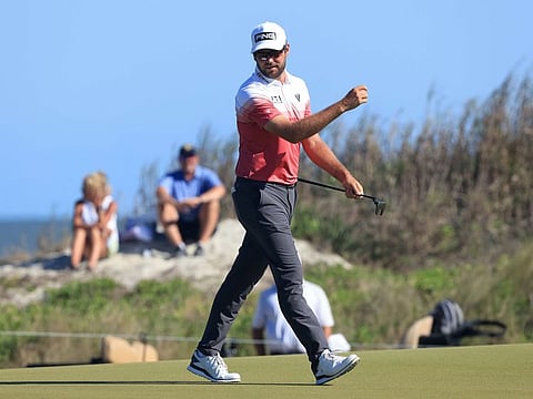 Corey Conners of Canada reacts during the first round of the 2021 PGA Championship at Kiawah Island Resort's Ocean Course on Thursday.