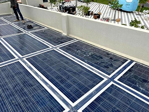 The ATUM solar panels finds pride of place at the Khor Fakkan mosque. This was the first such installation for Uncle's Shop with these 'Made in India' panels.