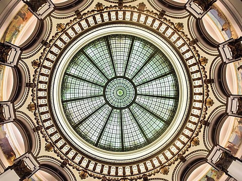 The dome of the Heinens building in Cleveland