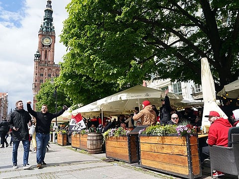 Fans in Gdansk ahead of the Europa League final Villarreal v Manchester United