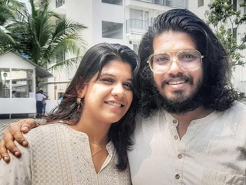 Unni Dev with his wife Priyanka.