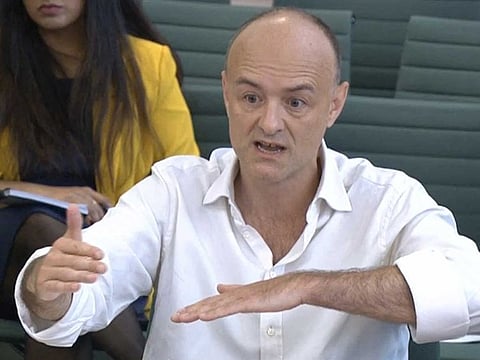 A video grab from footage broadcast by the UK Parliament's Parliamentary Recording Unit (PRU) shows former number 10 special advisor Dominic Cummings speaking at a committee hearing in Portcullis house in London on May 26, 2021.