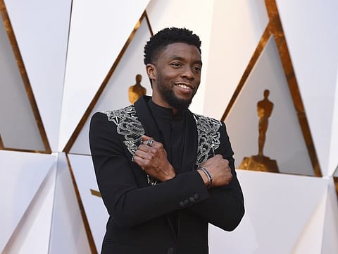 In this March 4, 2018, file photo Chadwick Boseman arrives at the Oscars at the Dolby Theatre in Los Angeles.