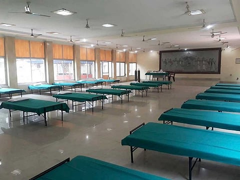 A view of RJD leader Tejaswi Yadav's official residence temporarily converted into a COVID19 isolation ward amid the rise in cases, in Patna on Wednesday, May 19, 2021.