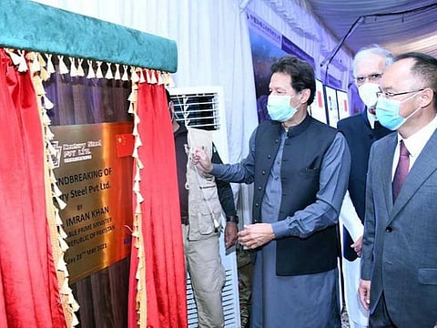 Pakistan Prime Minister Imran Khan at the launch ceremony of Rashakai special economic zone in Rashakai, Nowshera in KP province, on May 28.