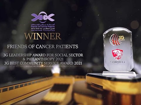 Sharjah-based Friends of Cancer Patients wins in two categories: ‘3G Leadership Award for Social Sector & Philanthropy’ and ‘3G Best Community Service Award’.