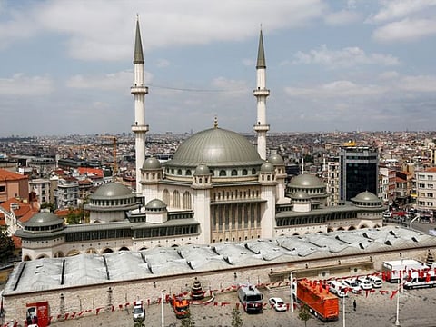 Newly built Taksim Mosque is seen at Taksim Square shortly before its inaguration in central Istanbul, Turkey.