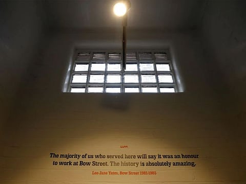 A quote on the wall is pictured in one of the cells at the Bow Street Police Museum before it opens to the public tomorrow in London, Britain.