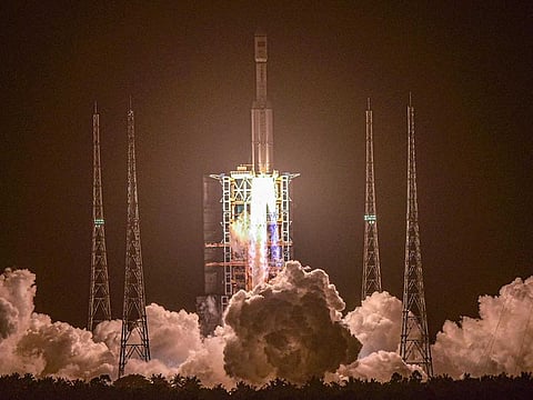 Long March 7 rocket, carrying China's Tianzhou-2 cargo craft, lifts off from the Wenchang Space Launch Center in southern China's Hainan province on May 29, 2021.
