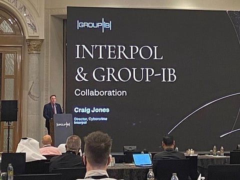 Interpol's Director of Cybercrime Craig Jones speaks in Dubai on Sunday.