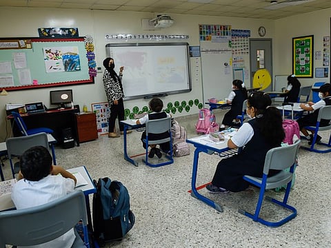 Students attend class at Al Ittihad Private School in Jumeira.