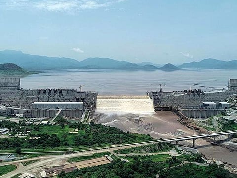 Grand Ethiopian Renaissance Dam on the Blue Nile River in Guba, north-west Ethiopia.