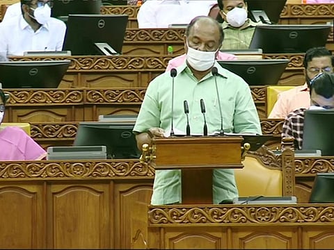 Kerala Finance Minister KN Balagopal during Budget announcement in the Assembly.