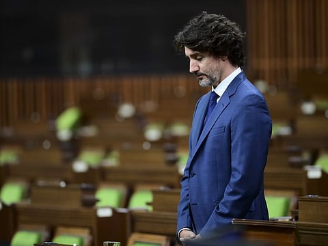 Prime Minister Justin Trudeau takes part in a moment of silence in the House of Commons on Parliament Hill in Ottawa on Tuesday in response to the events in London, Ontario. Pakistan’s prime minister has denounced the alleged attack by a driver who plowed a pickup truck into an immigrant family of five, killing four of them in what Canadian police said was a deliberate attack targeting Muslims.