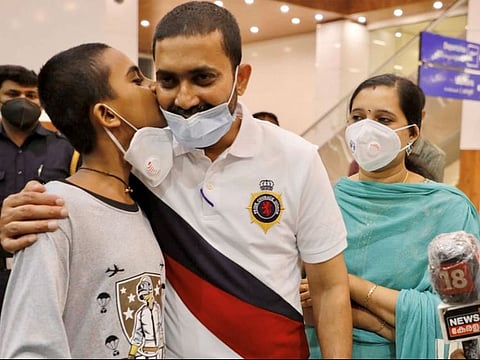 There were emotional scenes after Becks met his wife and son at the airport in the wee hours of Wednesday and his parents later at home