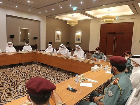 Officials from the Representative Committee of the Real Estate Sector Business Group of the Sharjah Chamber of Commerce and Industry and Sharjah Police General Command during the meeting.