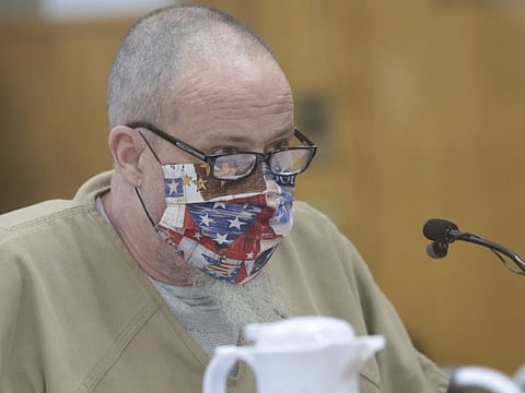 In this Feb. 9, 2021 photo, Brian Leigh Dripps Sr. addresses Judge Joel Tingey during his plea hearing at the Bonneville County Courthouse in Idaho Falls, Idaho.