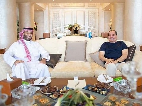 Saudi Crown Prince Mohammed Bin Salman and Egyptian President Abdul Fattah Al Sissi meet in Egypt's resort city of Shram Al Sheikh.