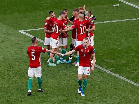 Hungary players at the end of the game against France