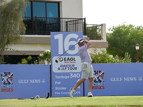 Mark Rix of English Roses in action at the EAGL Mini-Series on the Fire Course, Jumeirah Golf Estates
